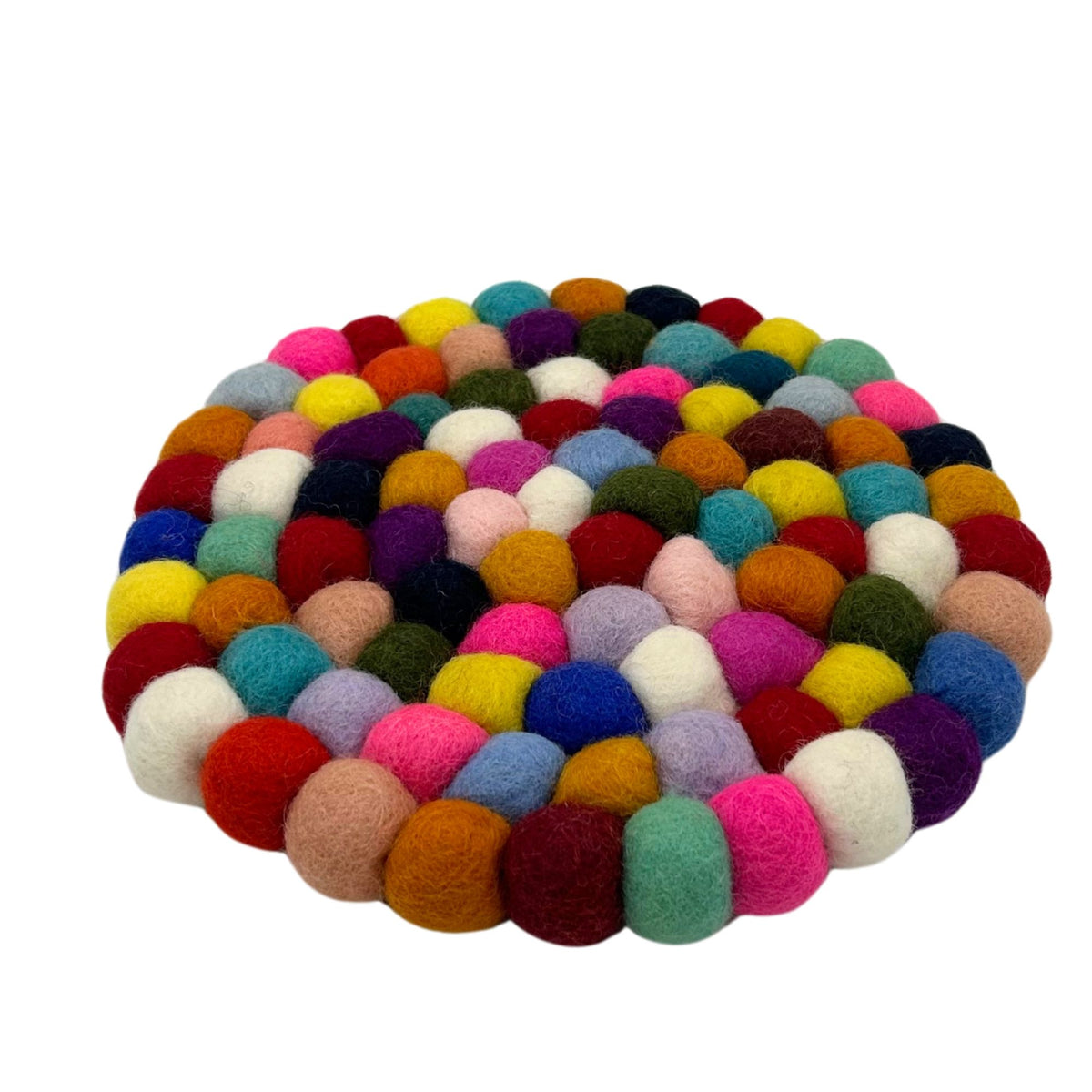 Individual de Mesa Redondo em Bolas de Feltro – 20 cm, Multicolorido
