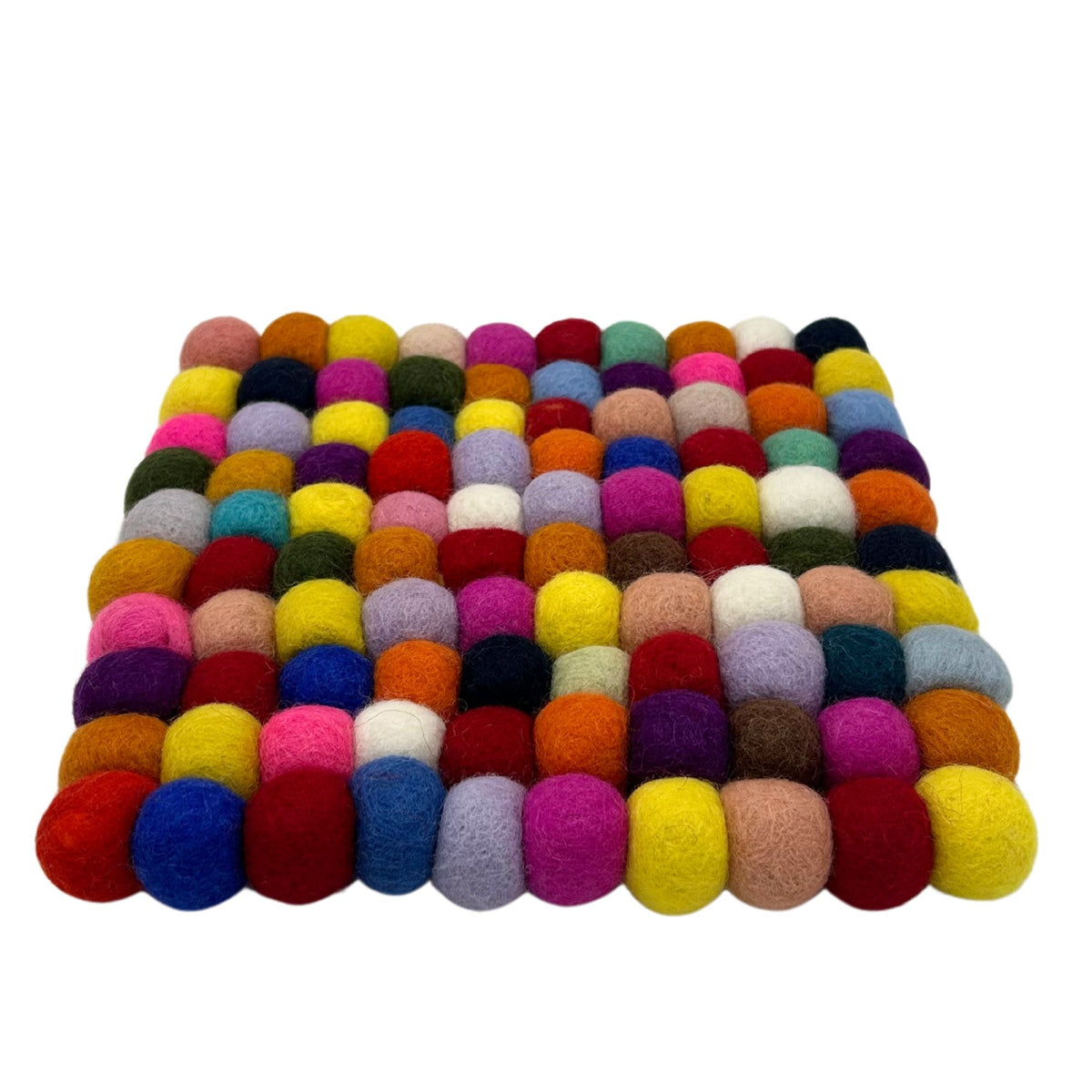 Individual de Mesa Quadrado em Bolas de Feltro – 20 × 20 cm, Multicolorido