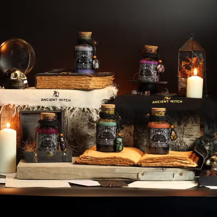 Ancient Witch's Bath Spell, Potion and Rose Quartz Crystal Amulet – Love