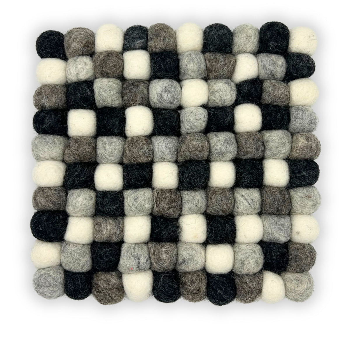 Individual de Mesa Quadrado em Bolas de Feltro – 20 cm, Cinzento Multicolorido