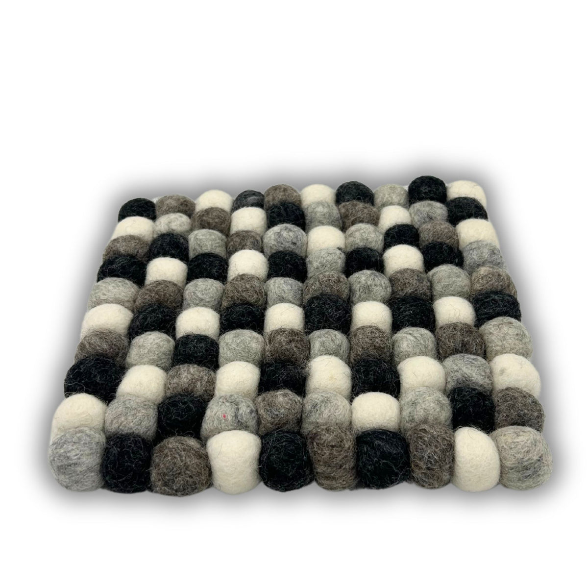 Individual de Mesa Quadrado em Bolas de Feltro – 20 cm, Cinzento Multicolorido