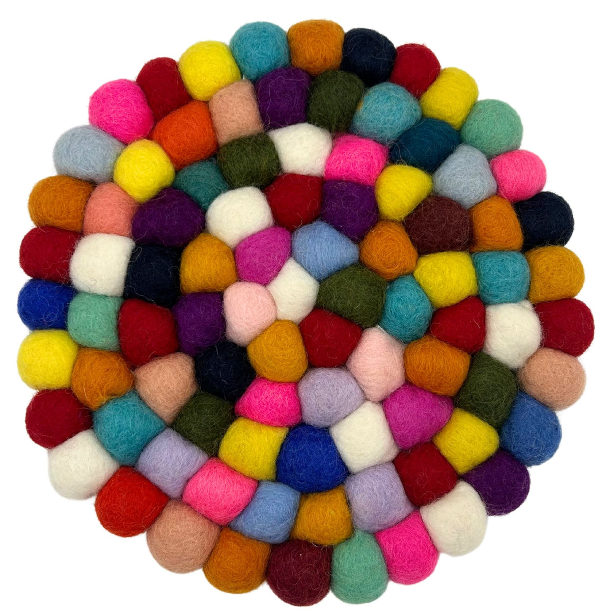 Individual de Mesa Redondo em Bolas de Feltro – 20 cm, Multicolorido