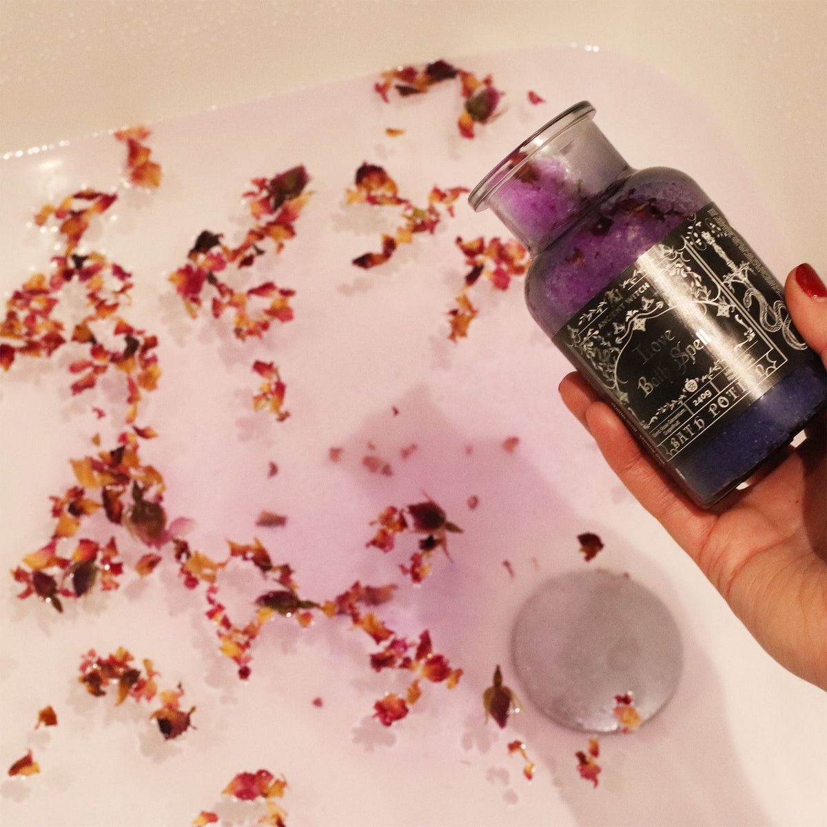 Ancient Witch's Bath Spell, Potion and Rose Quartz Crystal Amulet – Love