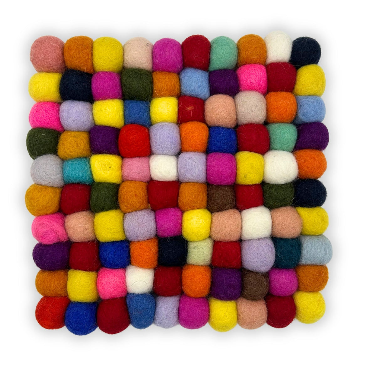Individual de Mesa Quadrado em Bolas de Feltro – 20 × 20 cm, Multicolorido