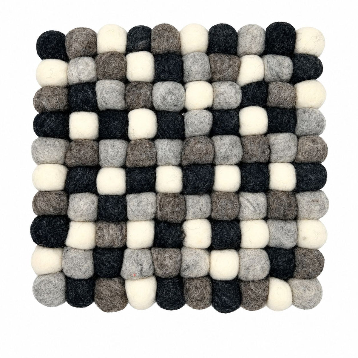 Individual de Mesa Quadrado em Bolas de Feltro – 20 cm, Cinzento Multicolorido