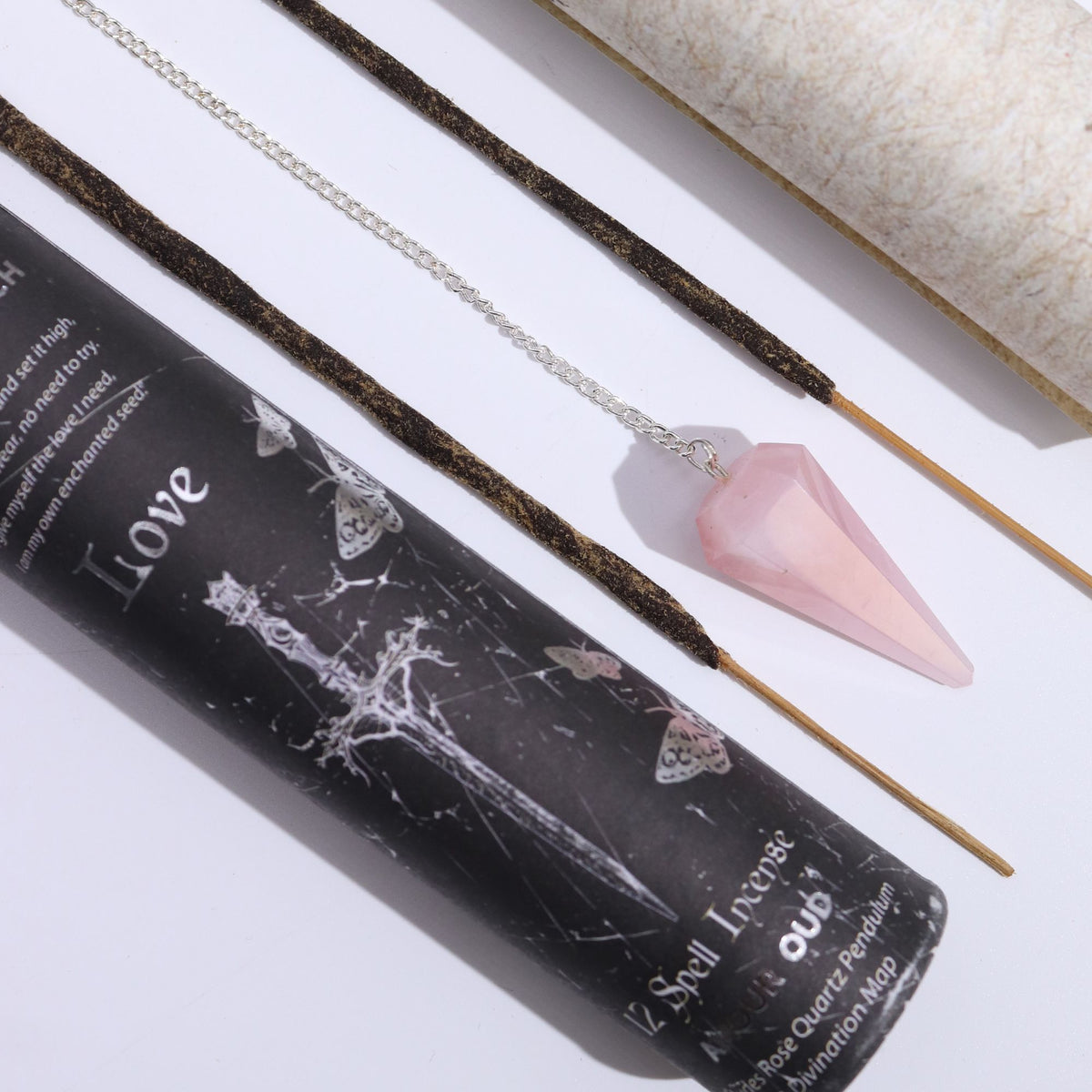 Ancient Incense for Witchcraft Spells – Love – Rose Quartz Pendulum
